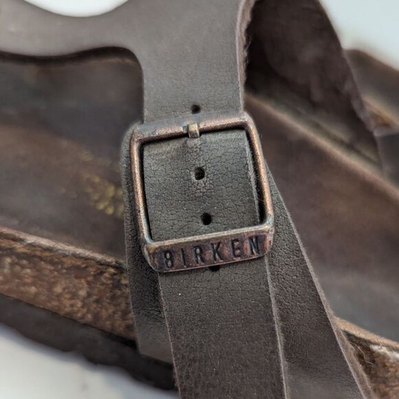 Birkenstock Gizeh Brown Oiled Leather Between Toe Thong Sandals Slides EU 36 - Picture 8 of 12
